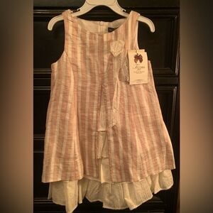 Striped Pink and White Kids Casual Dress